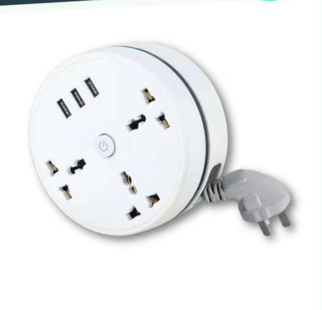 Carga 6 Dispositivos a la Vez - Regleta Compacta Cable Retráctil